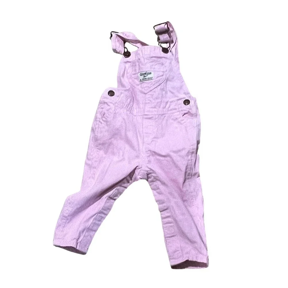 OshKosh B'Gosh Baby Baby Bib Overalls Pink Heart Pocket Size 9M
